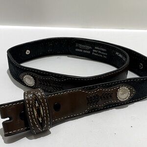 Nocona Western Leather Belt 1.25" Size 26 Black Brown Inserts Conchos NO BUCKLE